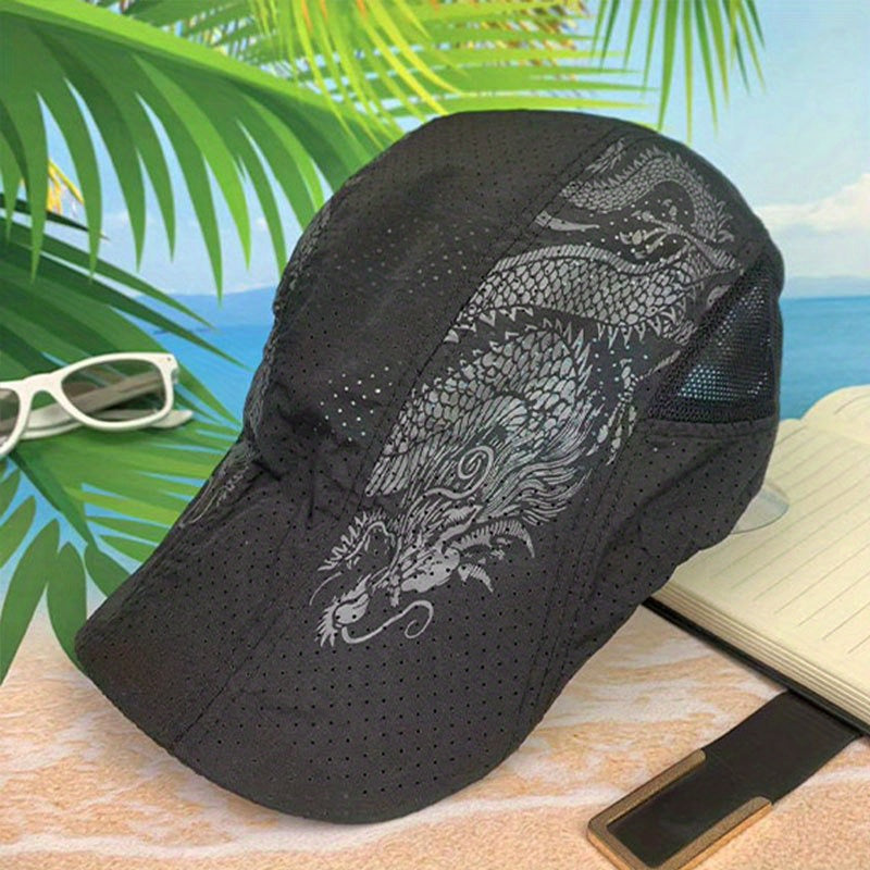 Men Women Quick-drying Long Dragon Pattern Sports Cap