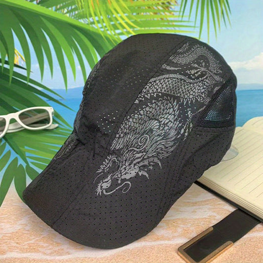 Men Women Quick-drying Long Dragon Pattern Sports Cap