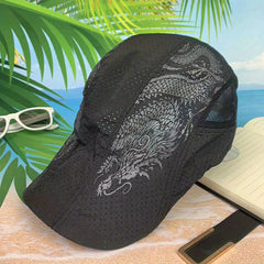 Men Women Quick-drying Long Dragon Pattern Sports Cap