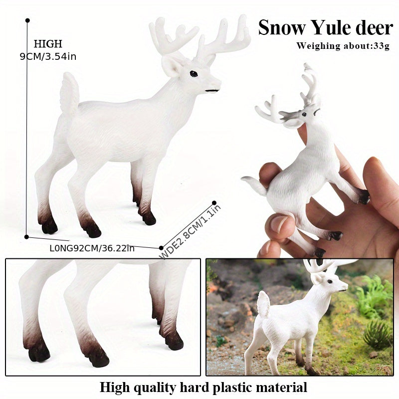 Christmas Snow Tail Deer Wild Forest Jungle Animal Model Set
