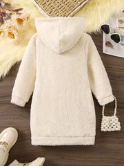 Girls Reversible Fleece Hooded Dress for Fall