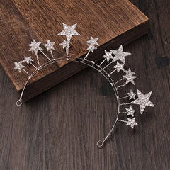 Silver Tiara Crown Stars Princess Queen Diadems Goddess