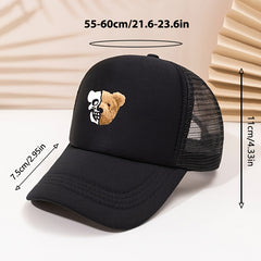 Bear Print Baseball Cap Summer Sunshade Breathable Peaked Cap