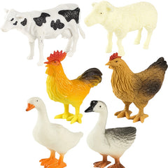 6pcs Farm Animal Toys Rooster Dairy Cattle Sheep Duck Goose He