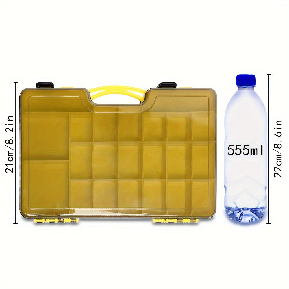 1pc Yellow Double sided Box Parts Box Tool Box Plastic Household