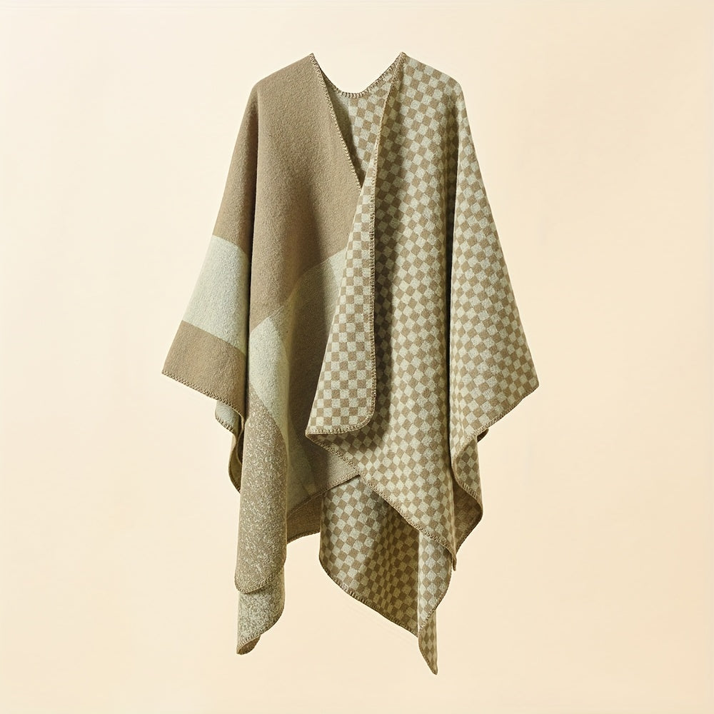 Plaid Block Scarf Warm Shawl Wrap Head Wrap Casual Gift For Mother