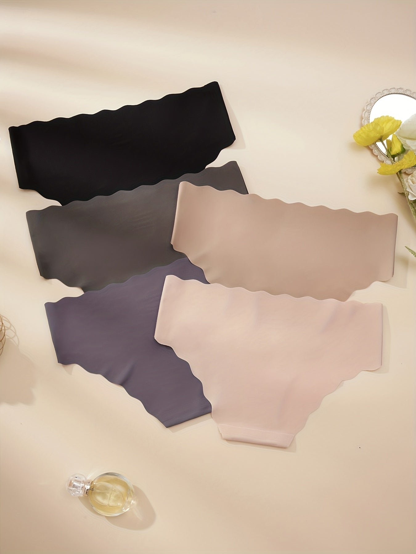 5pcs Seamless Solid Briefs Comfy & Breathable Intimates Panties