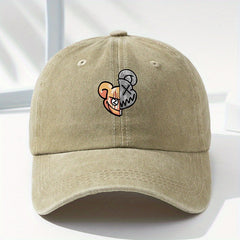 Split Bear Print Baseball Cap Vintage Washed Distressed Cartoon Dad Hats