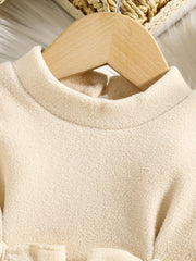 Baby Girl's Plush Bow Dress Toddler Autumn Winter Clothes
