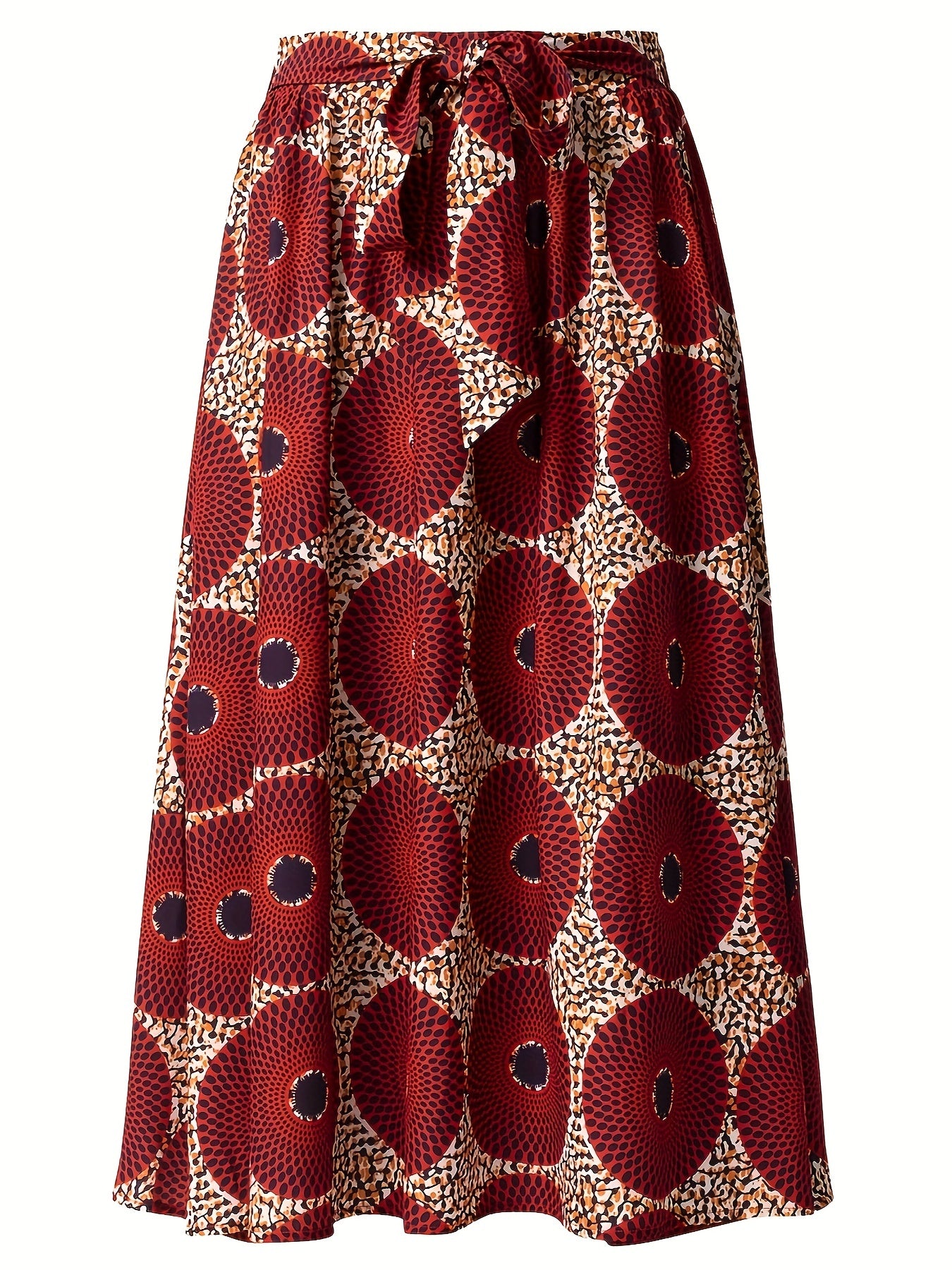 Graphic Print Pleated Skirts Boho Tie Front Summer Skirts Women's Clothing