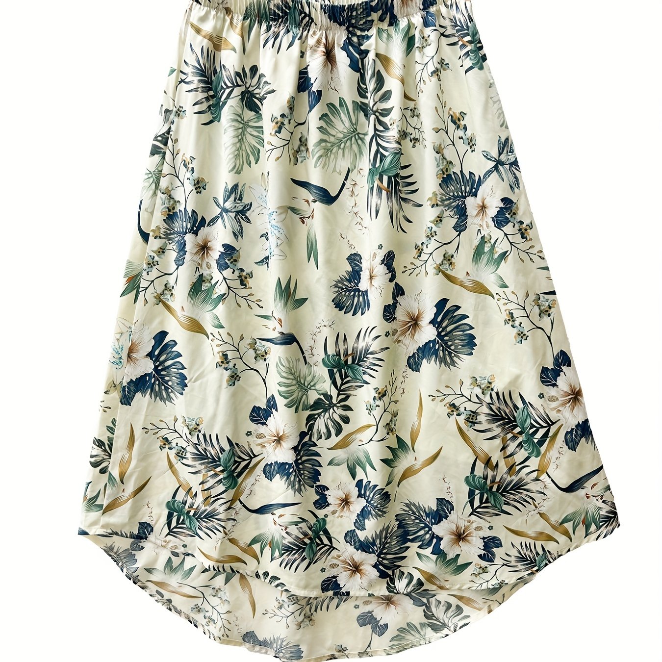 Floral Print Elastic Waist Skirt Casual Skirt For Spring & Summer