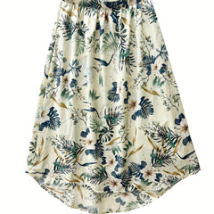 Floral Print Elastic Waist Skirt Casual Skirt For Spring & Summer