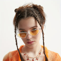 Y2K Cat Eye Sunglasses Clear Frame UV400 Sun Shades Glasses
