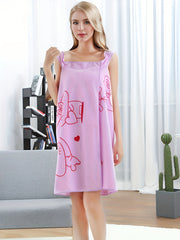 Bunny Print Sleeveless Night Robe Women's Sleepwear