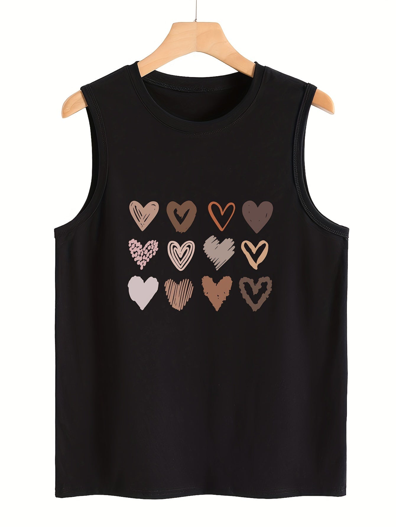 Heart Pattern Athletic Vest Casual Top Women's Activewear