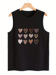 Heart Pattern Athletic Vest Casual Top Women's Activewear
