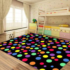 Colorful Rainbow Polka Dot Area Rug for Classroom or Kids' Room