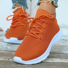 Women's Breathable Knit Sneakers Casual Lace Up Outdoor Shoes