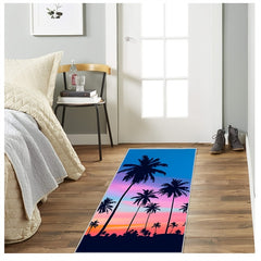 Tropical Palm Trees Pattern Carpet Purple Art Area Rug