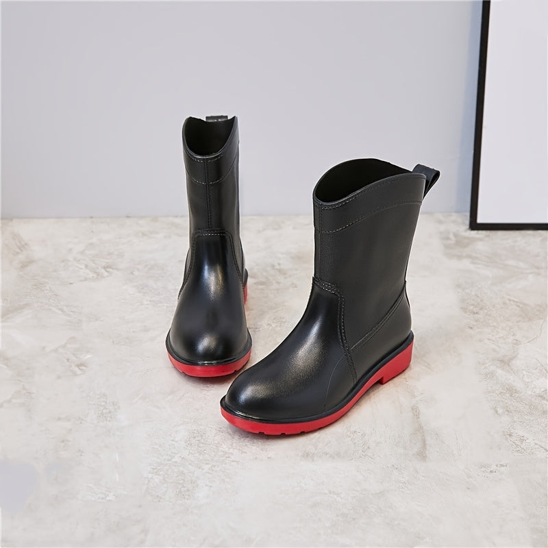 Women's Waterproof Mid Calf Rain Boots Non Slip Outdoor Footwear