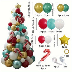 Christmas Balloon Garland Arch Kit Green Red Golden Latex Balloons