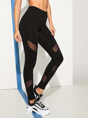 Women's Mesh Stitching Yoga Leggings High Waist Workout Fitness Leggings