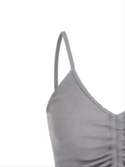 Drawstring Backless Crop Cami Top Sleeveless V Neck Crop Casual Top