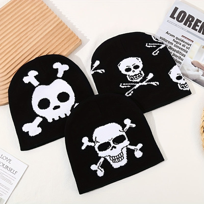 Skull Men's Jacquard Knitted Beanie Hat