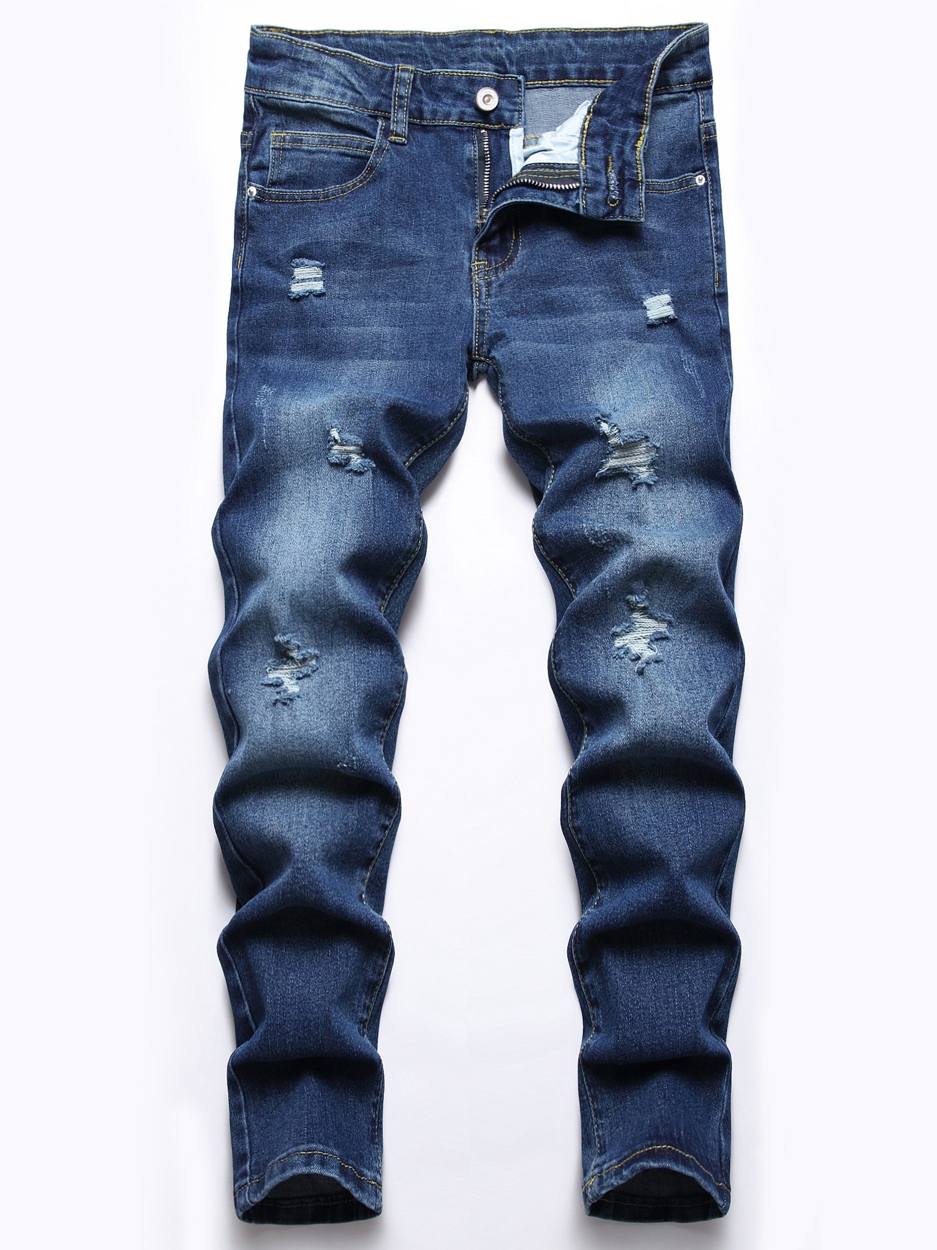 Boys Distressed Stretch Jeans Skinny Slim Fit Denim Pants Kids Clothes