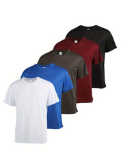 5pcs Men's Quick Drying Moisture Wicking T Shirt for Outdoor Gym Running Fitness