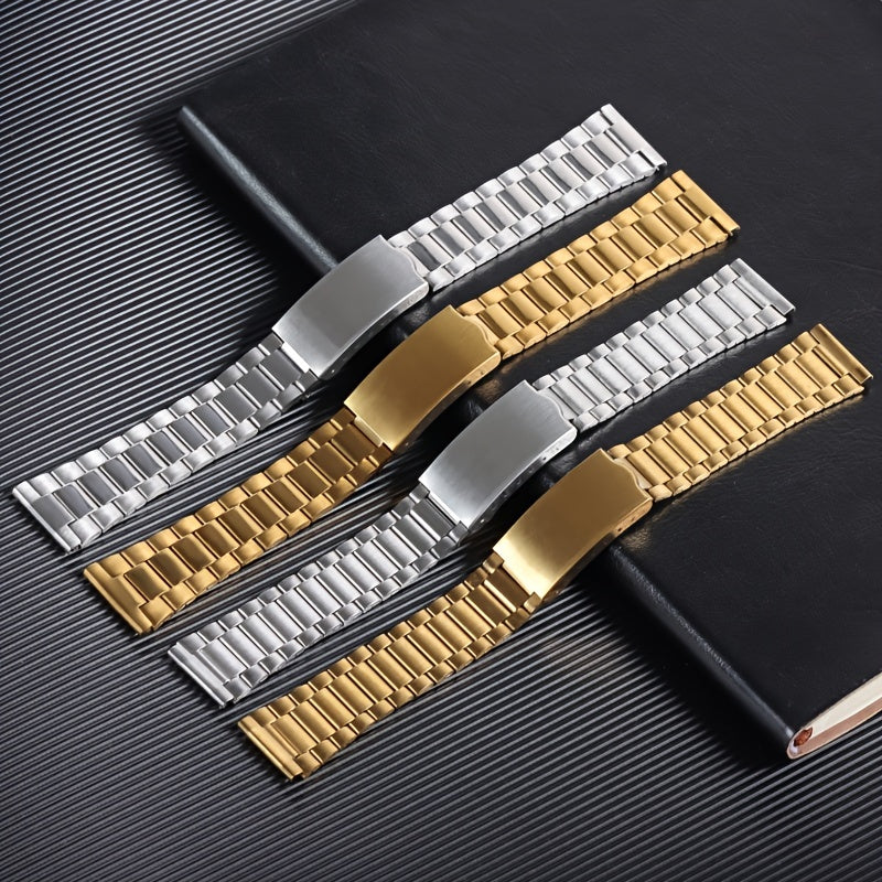 Stainless Steel Watch Band Metal Bracelet Folding Clasp Silver
