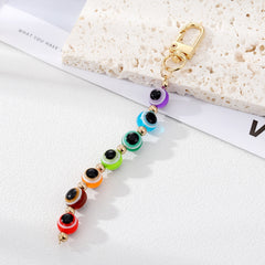 Boho Rainbow Evil Eye Beads Keychain Key Ring Lucky Eye Bag Car Accessories