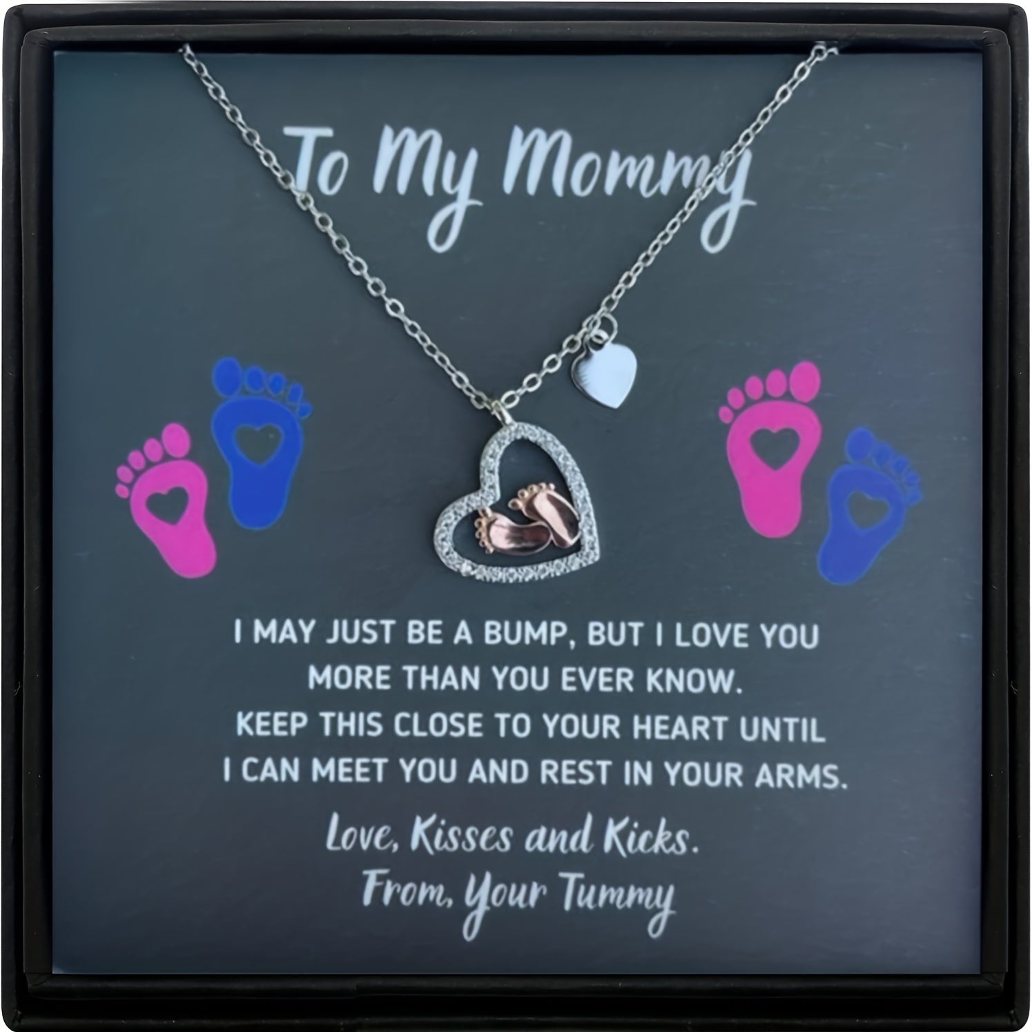 Baby Foot Heart Pendant Necklace Mother's Gift For Mom