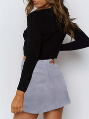 Solid Split Mini Skirt Sexy Skirt For Spring & Summer Women's Clothing