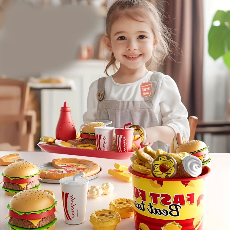 42pcs Simulation Food Set Burger French Fries Pizza Fried Chicken Toys