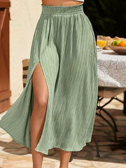 Solid Split High Waist Midi Skirt for Women