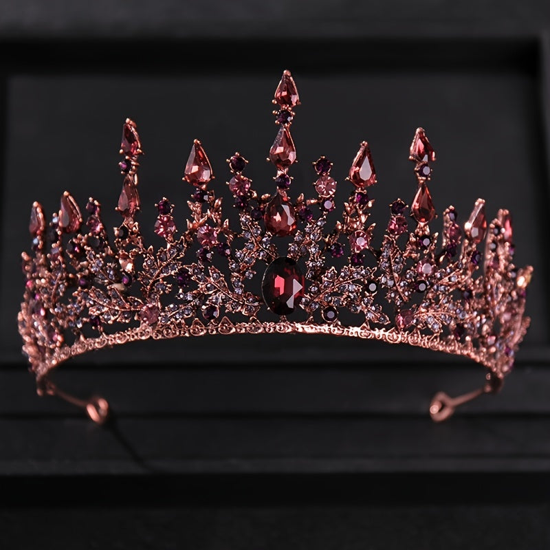 Purple Vintage Rhinestone Bridal Crown Tiara Wedding Headpiece