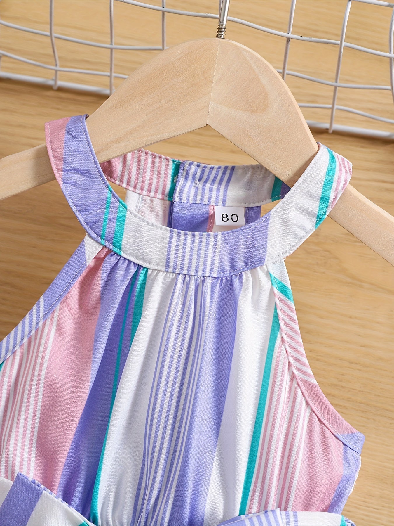 Toddler Girl's Striped Sleeveless Ruffle Dress with Belt