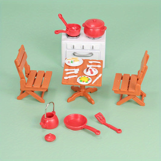 20pcs Mini Kitchenware Toys for Dollhouse Simulated Stovetop Pan Soup Pot & Fork
