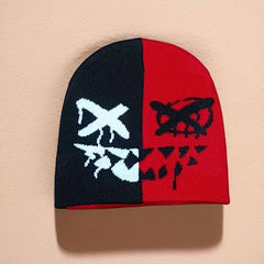 Children's Winter Embroidered Hip hop Skull Head Knitted Hat