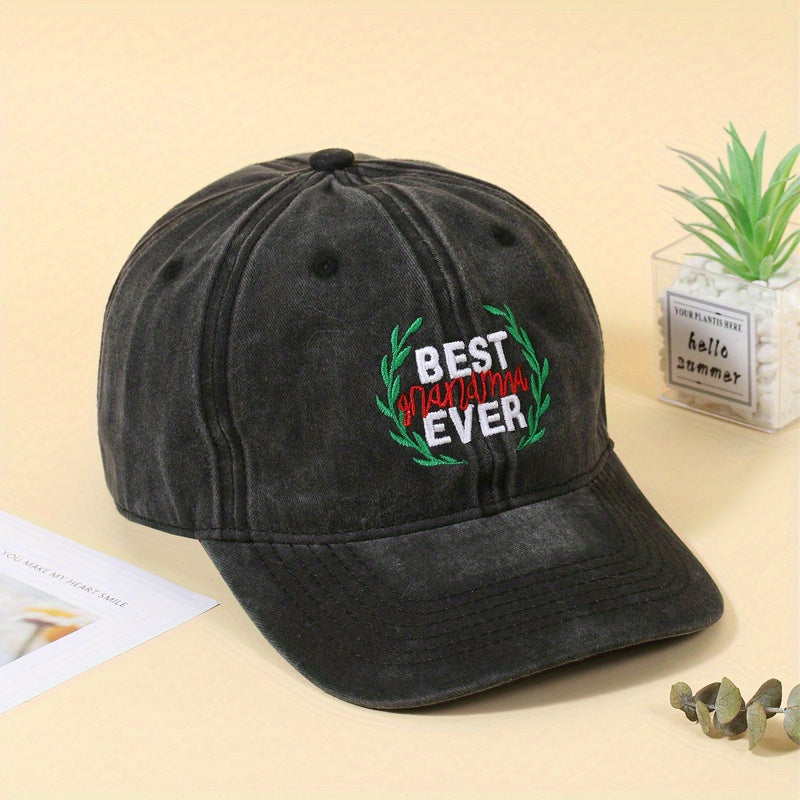 Distressed Letter Baseball Cap Washed Cotton Dad Hat