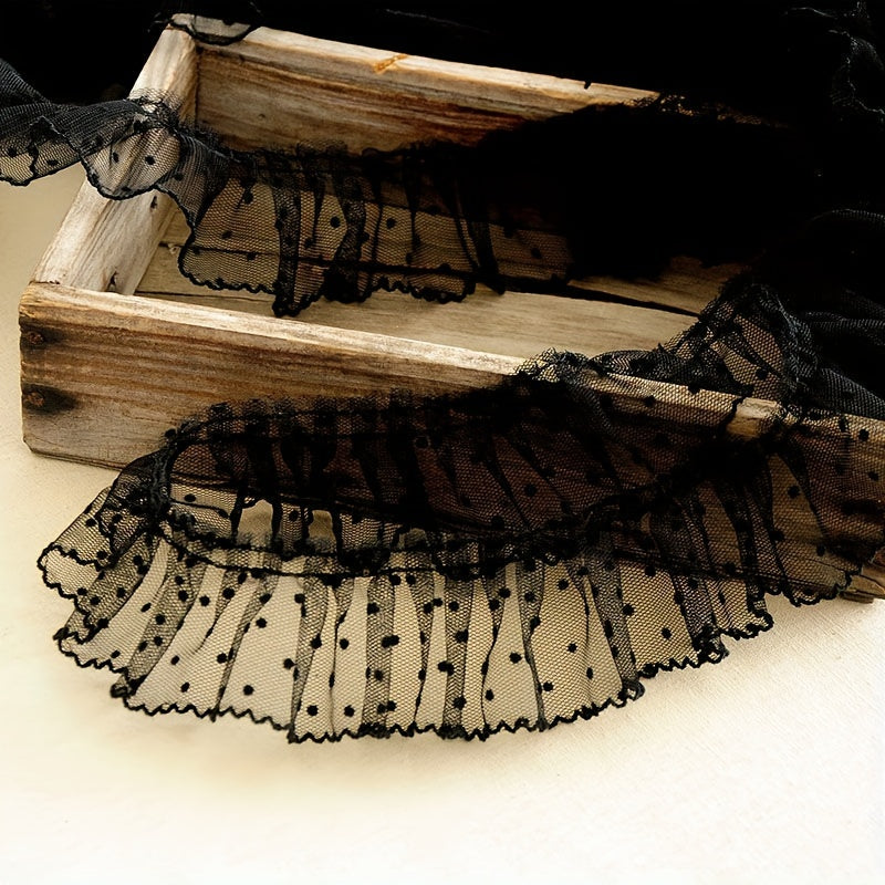 5pcs Lace Mesh Pleated Lace Polka Dot Clothing Cuffs Skirt Accessories