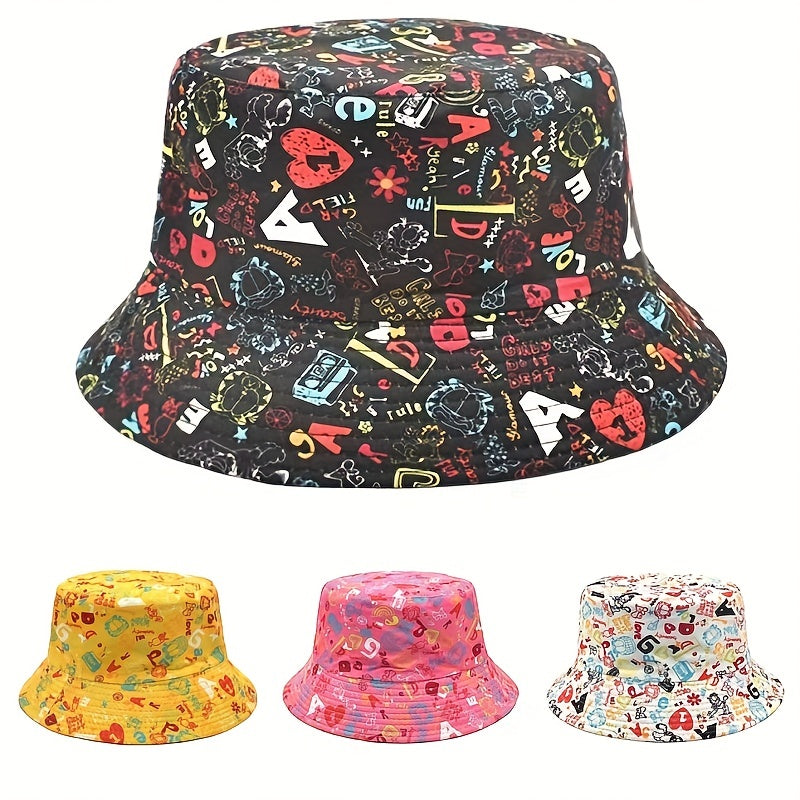 Graffiti Double sided Bucket Hat Sunscreen Basin Hat