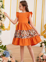 Girls Colorblock Hipster Princess Dress - Spring Autumn Kids Clothes