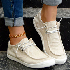 Women's Lace Up Canvas Shoes Comfortable Slip On Loafers Casual Low Top Sneakers