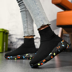 Breathable Flying Woven Boots Slip On Sock Shoes