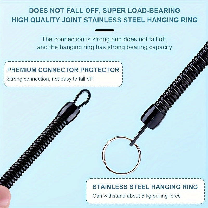 3pcs Anti-lost Retractable Keychain Spring Rope for Outdoor Camping Hiking