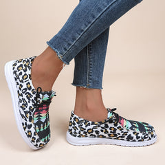 Leopard Print Lace-up Walking Shoes for Women