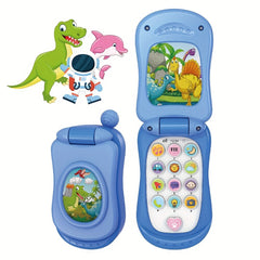 Interactive Cartoon Music Flip Phone Toy for Ages 3 in Purple Pink