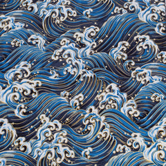 DIY Printed Fabric Bronzing Sea Wave Pattern Japanese Style Cotton Linen Fabric